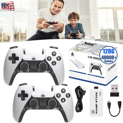 40000+ Retro Games Video Game Console TV Stick 128G 4K HDMI 2Wireless Controller