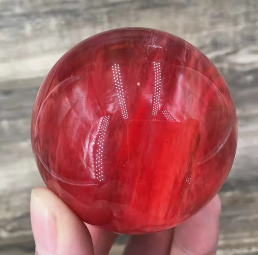 50mm+ Red Smelting Stone Quartz Sphere Crystal Energy Ball Reiki Healing Gem