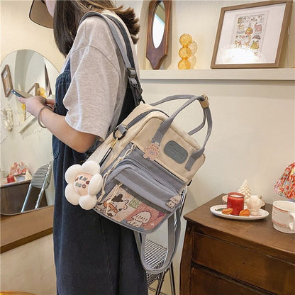 Mini Backpack Waterproof Nylon Small Shoulder Bag Flower Print Travel 24*9*26 CM