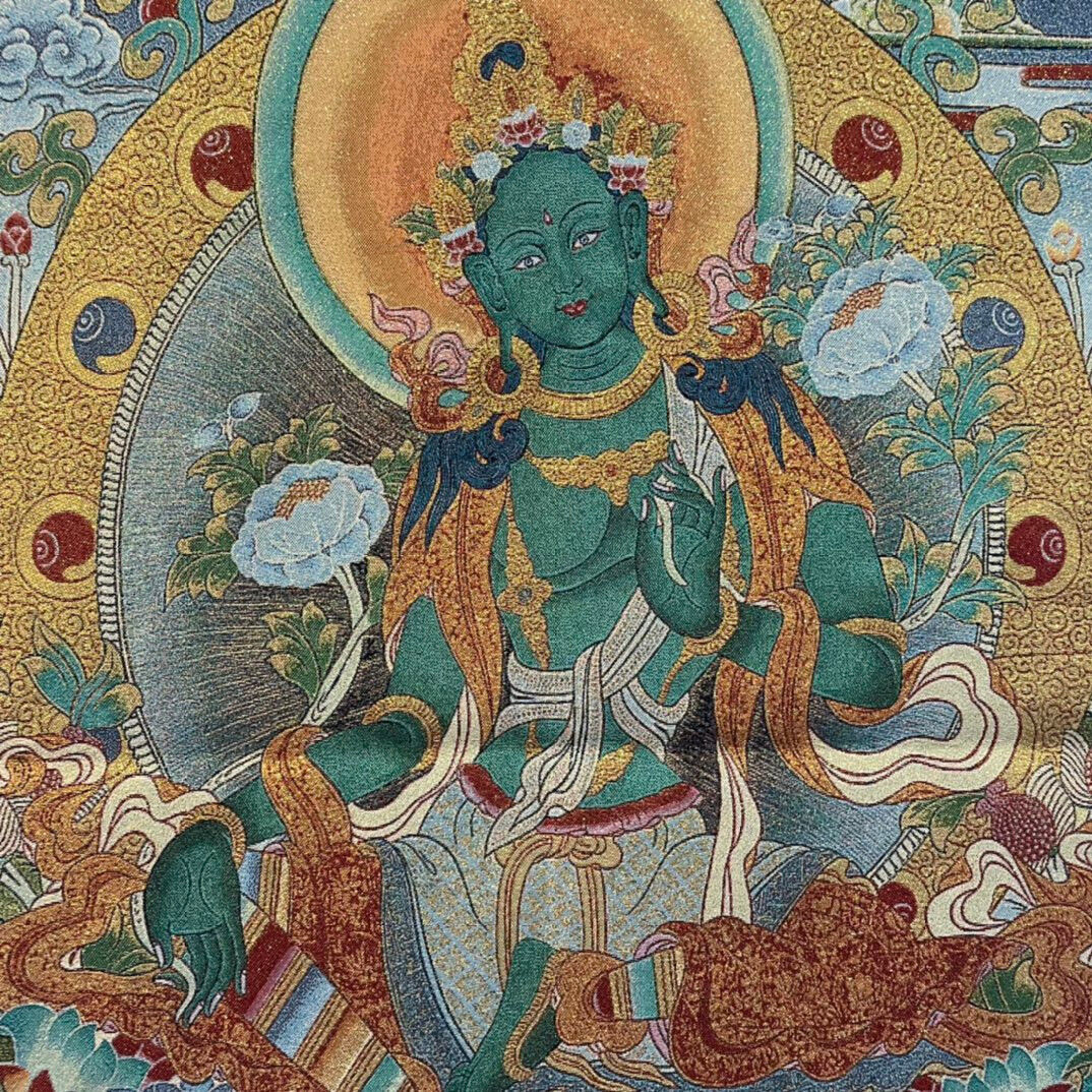 Ancient Tangka Embroidery Guanyin Bodhisattva in Tibet, China 60*90CM（绿度母001）