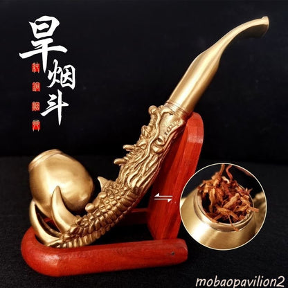 5.9" New Pure Copper Handmade Dry Pipe Dragon Claw Art Removable Cleaning Filter