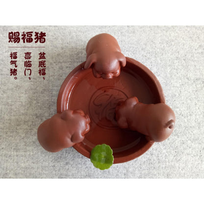 Three Little Pigs Purple Sands Tea Pet 10.5cm Tea Play Tea Tray Tea Ceremony