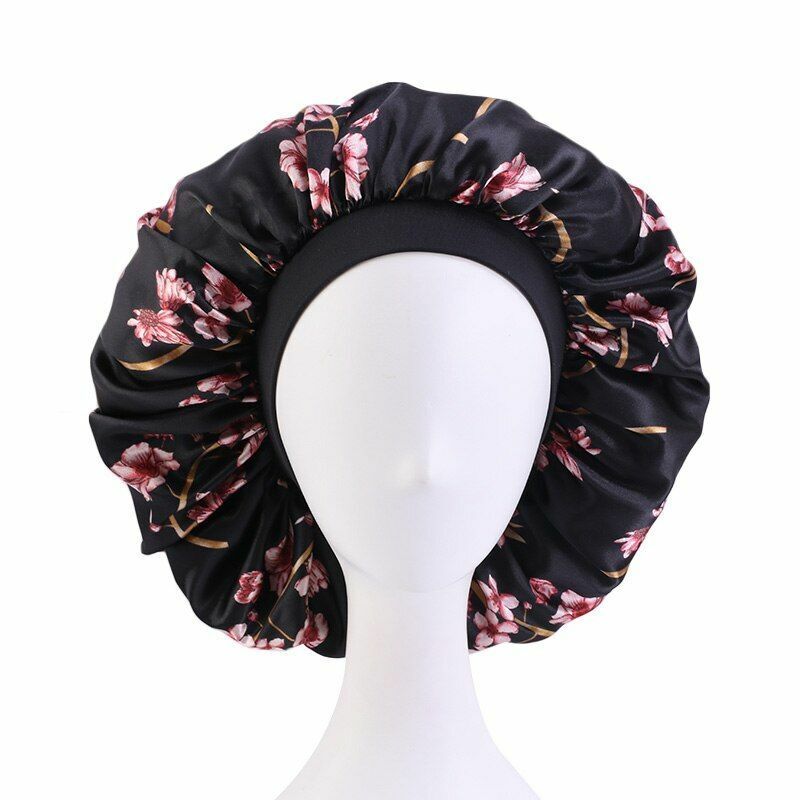 Sleep Night Cap Big Size Beauty Satin Silky Bonnet Head Cover Hat Curly Springy