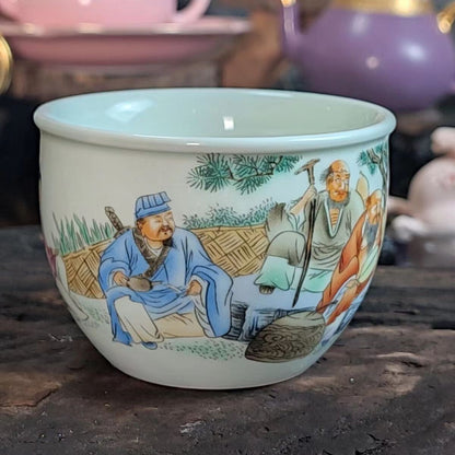 Chinese Jingdezhen Porcelain Enamel Color Tea Cup：八仙过海