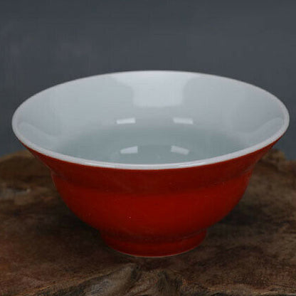 8.1cm Chinese Jingdezhen Antique Red Glaze Porcelain Teacup Home Decoration
