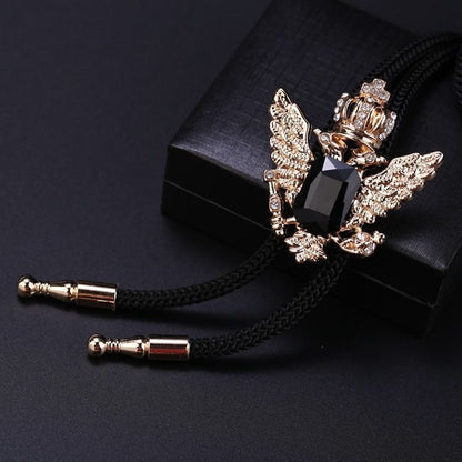 Men Bolo Tie Polyester Semi Precious Stone Pendant Suit Shirt Collar Accessories