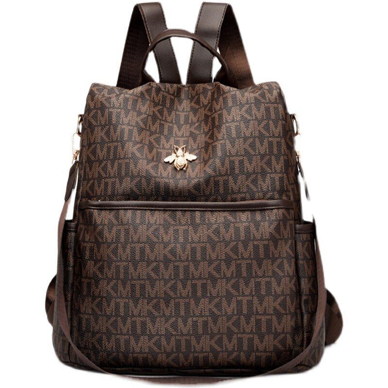 Traveling Bag Textured Backpack Large Fashion Zipper Acrylic School Bag Softback