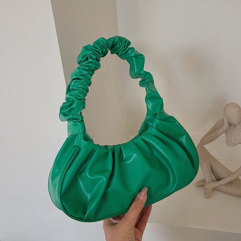 Pleated Synthetic Leather Bags Dumpling Tote Armpit Purse Underarm Bag 25*17*7CM