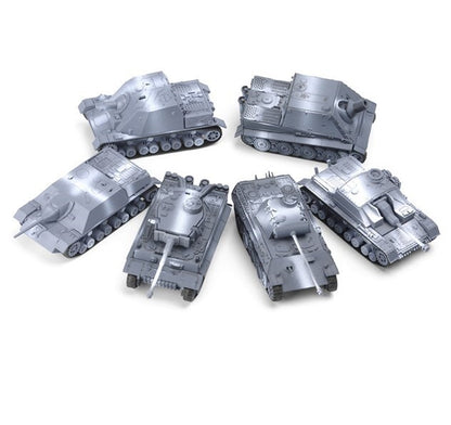 6Pcs Gray World War II German Tank Series Model Military Assembled Model 1/72