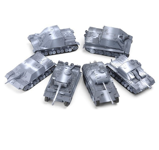 6Pcs Gray World War II German Tank Series Model Military Assembled Model 1/72