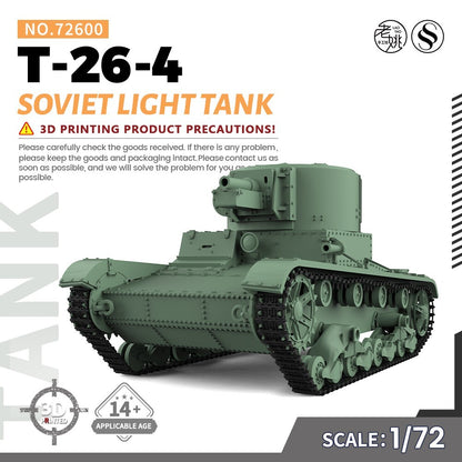 SSMODEL SS72600 1/72 25mm Military Model Kit Soviet T-26-4 Light Tank