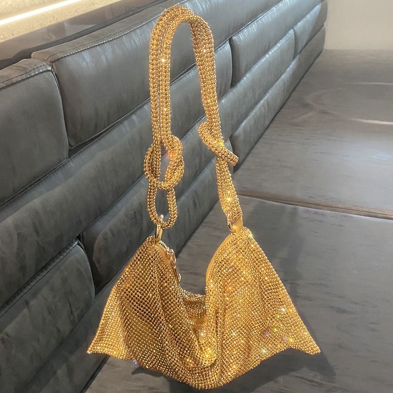 Hobo Shoulder Bag Handle Shining Rhinestone Evening Clutch Purse Crystal Handbag