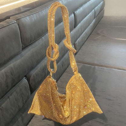 Hobo Shoulder Bag Handle Shining Rhinestone Evening Clutch Purse Crystal Handbag