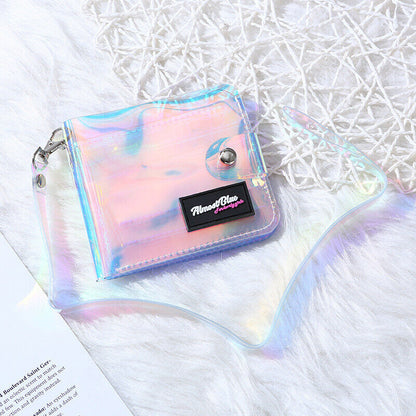 Transparent PVC Purse Card Bag Bus Card Cover Folding Wallet KidID Piece Set