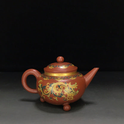 Chinese Yixing Zisha Clay Handmade Exquisite Teapot （三足水平壶 底款：柏原（清））