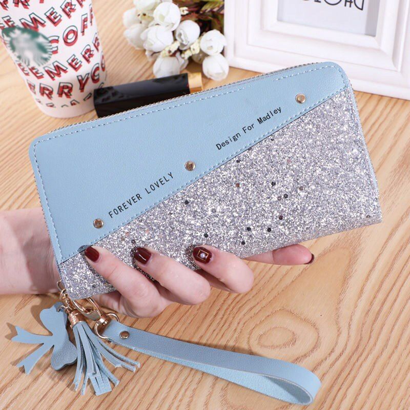 Women Wallets Coin Purses Cards Holder Double Zippers Handbag Money Bags 20*10CM