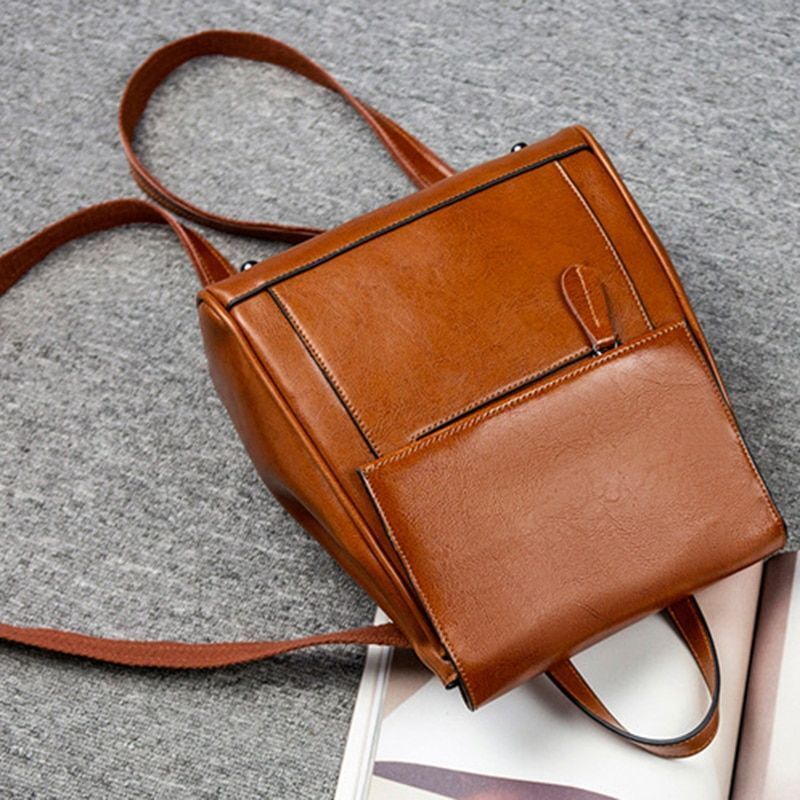 Genuine Leather Backpack Crossbody Messenger Shoulder Bags Travel 23*11*27 CM