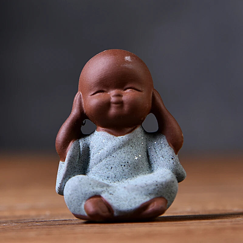 1PCS Purple Clay Small Buddha Statue Monk Figurine Boutique Tea Pet Tea Set