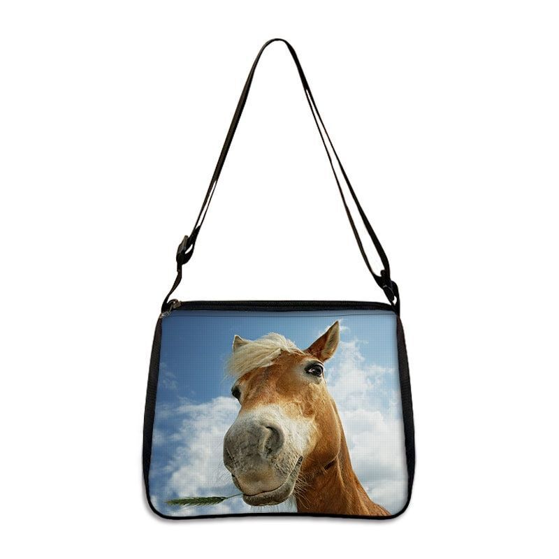 Horse Print Handbag Canvas Shoulder Bag Messenger Bags Travel Crossbody Nylon