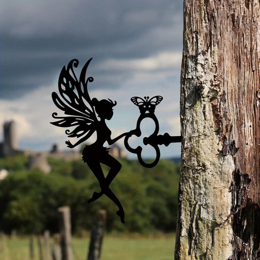 Metal Crafts Fairy Silhouette Art Statue Entrance Backyard Wall Decoration