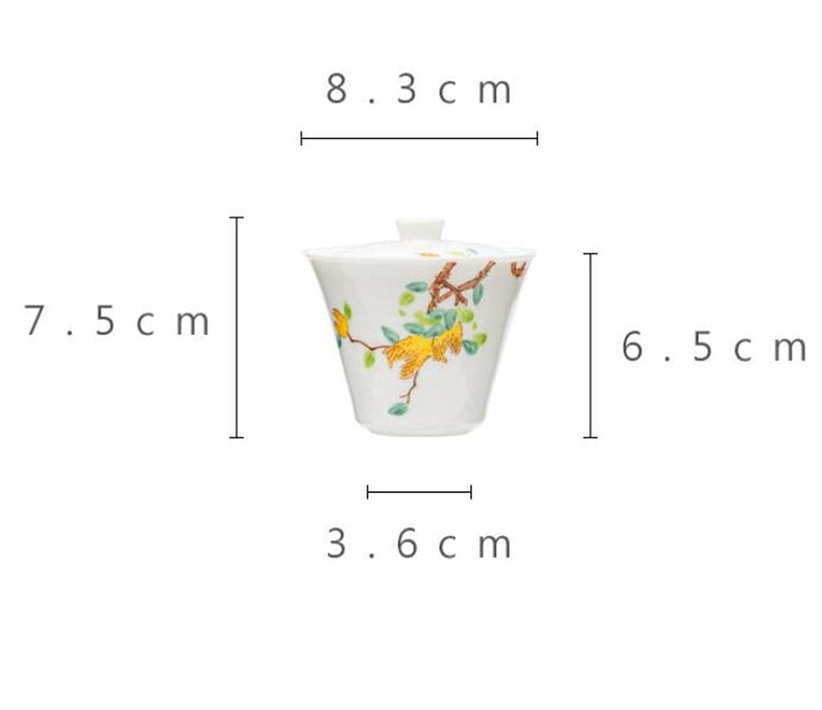135ml Porcelain Hand Painted Tureen Tea Bowl Teacup Kung Fu Tea Set Tureen Decor