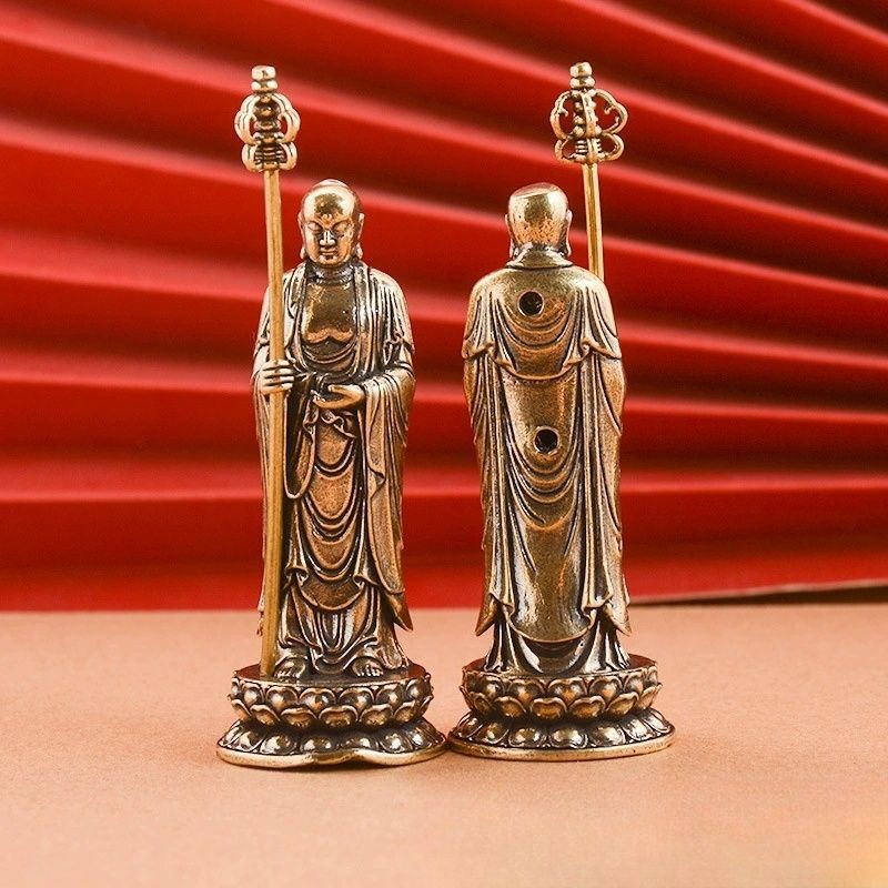 Creative Brass Ksitigarbha Ornament Jiuhua Mountain Bodhisattva Statue
