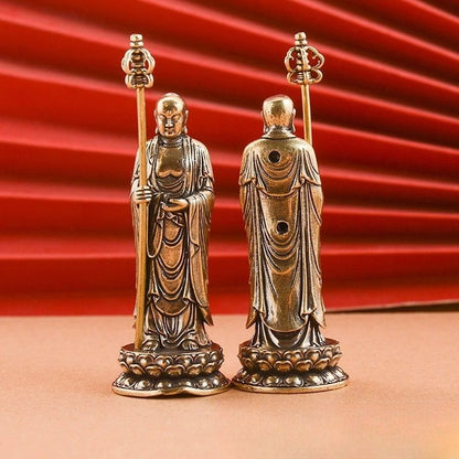 Creative Brass Ksitigarbha Ornament Jiuhua Mountain Bodhisattva Statue