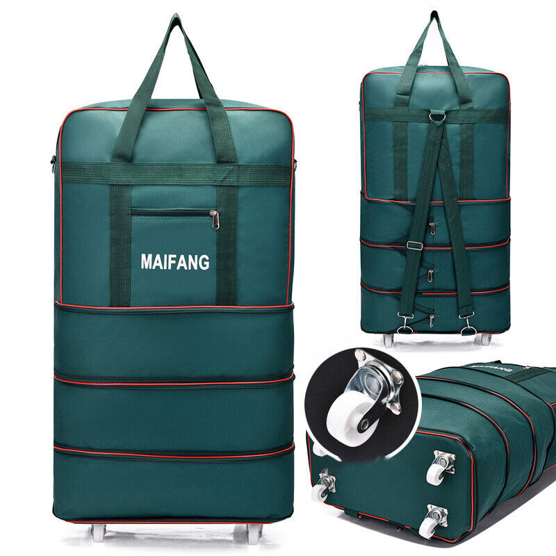 Large Capacity Foldable Luggage Trolley Bags Oxford Expendable Wheel Travel Bags
