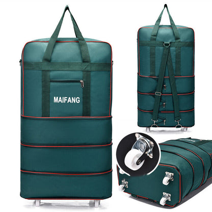 Large Capacity Foldable Luggage Trolley Bags Oxford Expendable Wheel Travel Bags