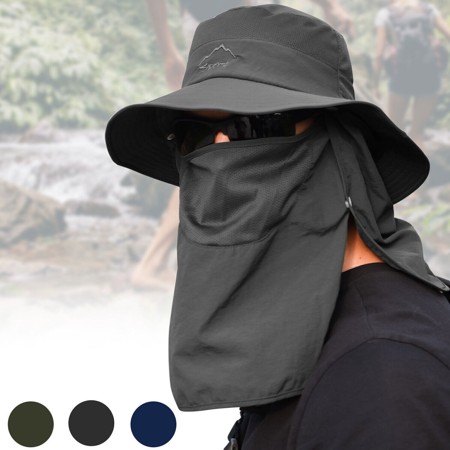 Wide Brim Sun Hat Breathable Bucket Cap Summer Fishing UV Protection Men Women