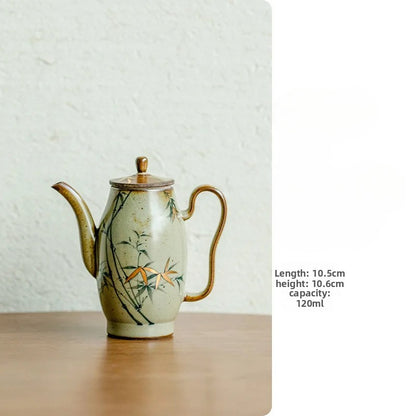 Glazed Ceramic Teapot Pure Hand-painted Bamboo Filter Pot Tea Soaking Kettle
