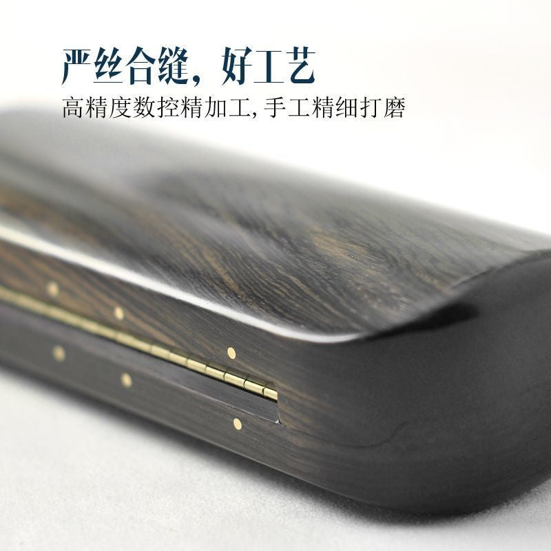 Ebony Wood Glasses Case 163x68mm Soft Lined Hard Sunglasses Storage Box