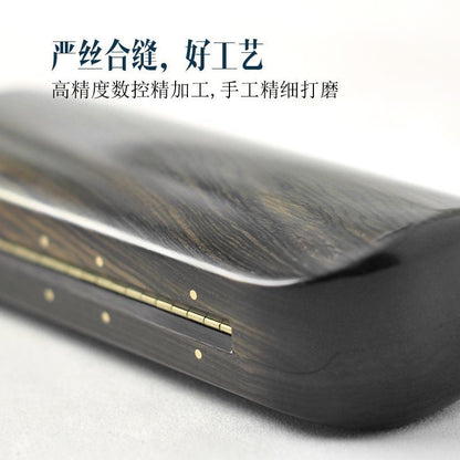 Ebony Wood Glasses Case 163x68mm Soft Lined Hard Sunglasses Storage Box