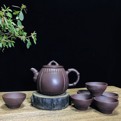 Chinese Yixing Zisha Clay Handmade Exquisite Teapot （劲竹 底款：徐汉棠）