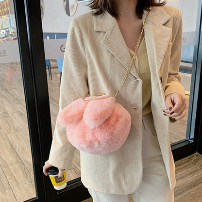 Clip Shoulder Bag Faux Clutch Purse Handbag Soft Plush Messenger Bags 20*18*8 CM