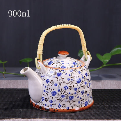 900ml China Porcelain Teapot With Strainer Net High Capacity Tea Pot For Hotel