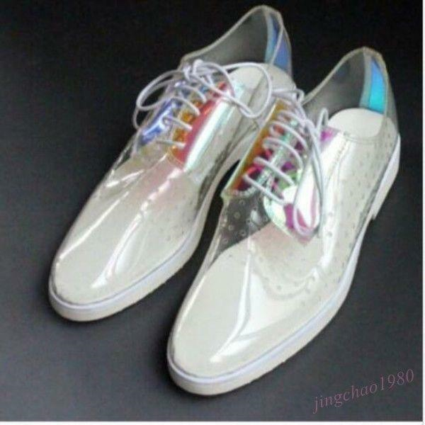 New Mens Breathable Casual Shoes Transparent Holes Hollow Out Lace Up Sandals