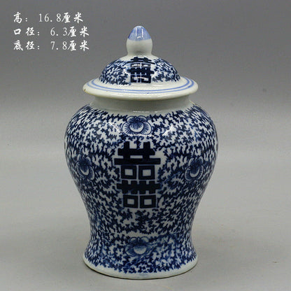 China Jingdezhen porcelain blue and white general jar tea jar Qing Qianlong