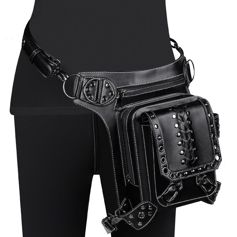Lady's Leather Leg Drop Belt Bag Punk Motorcycle Bag Thigh Hip Waist Fanny Pack