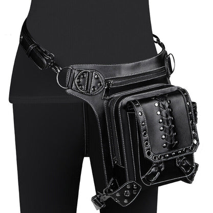 Lady's Leather Leg Drop Belt Bag Punk Motorcycle Bag Thigh Hip Waist Fanny Pack