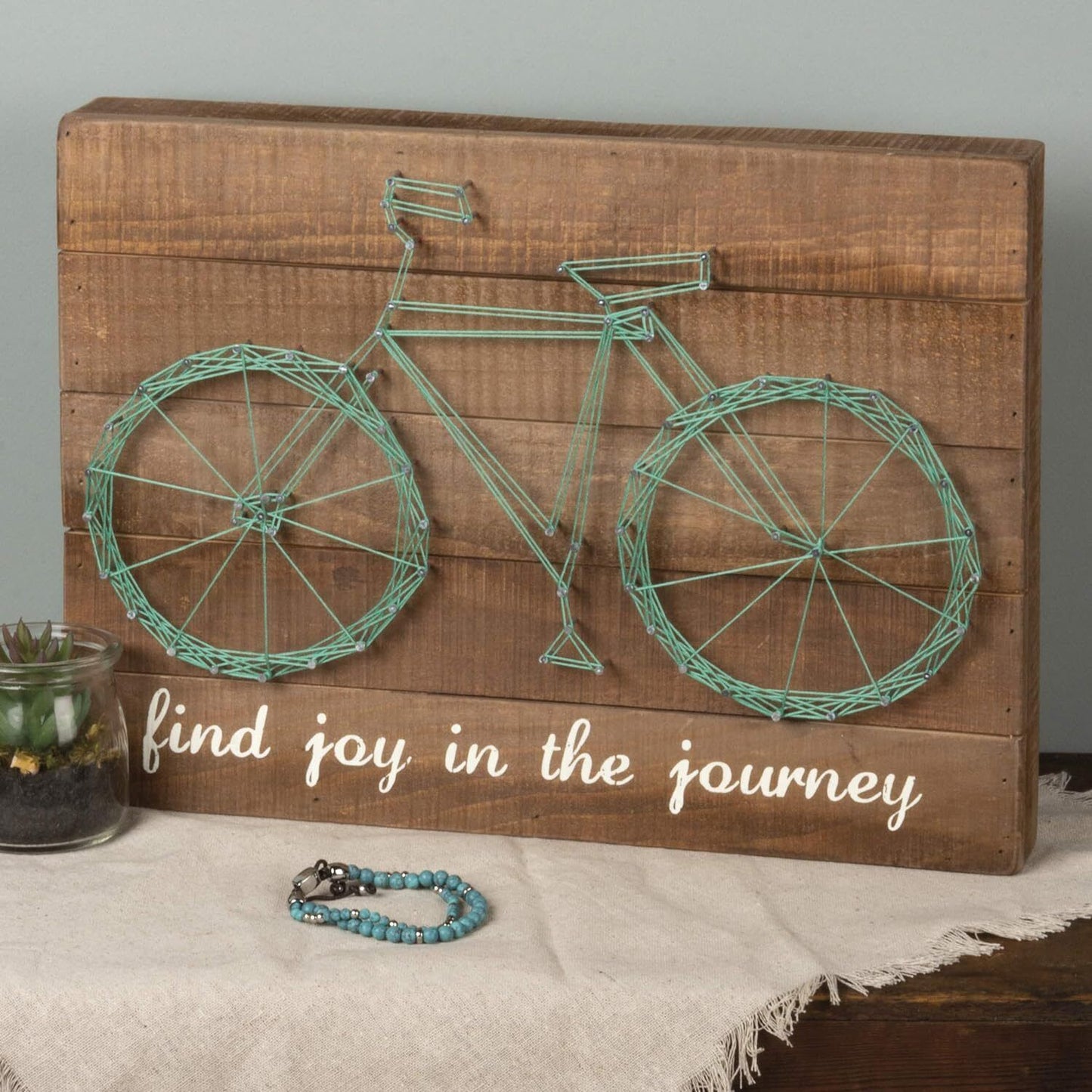 Wood Box Sign Featuring a Hand-Strung Bike Design Home Office Decoration Gift