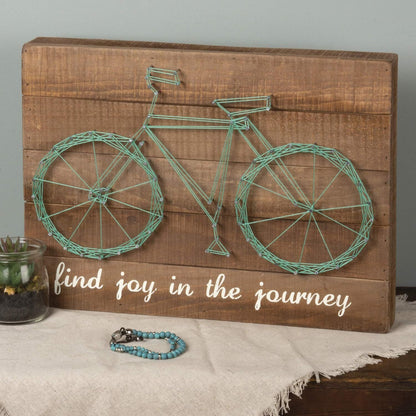 Wood Box Sign Featuring a Hand-Strung Bike Design Home Office Decoration Gift