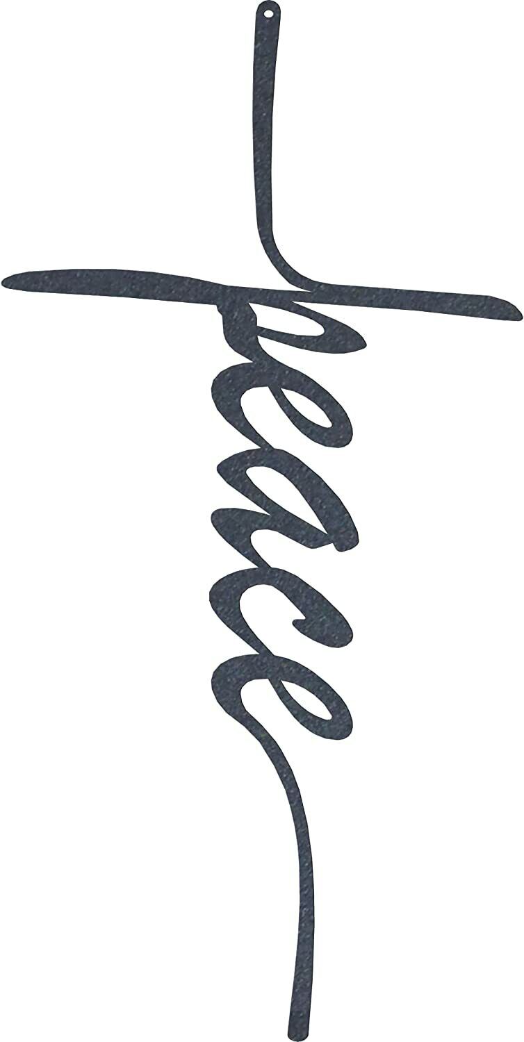 Metal Wall Art - Peace Cross - Metal Wall Art - Black