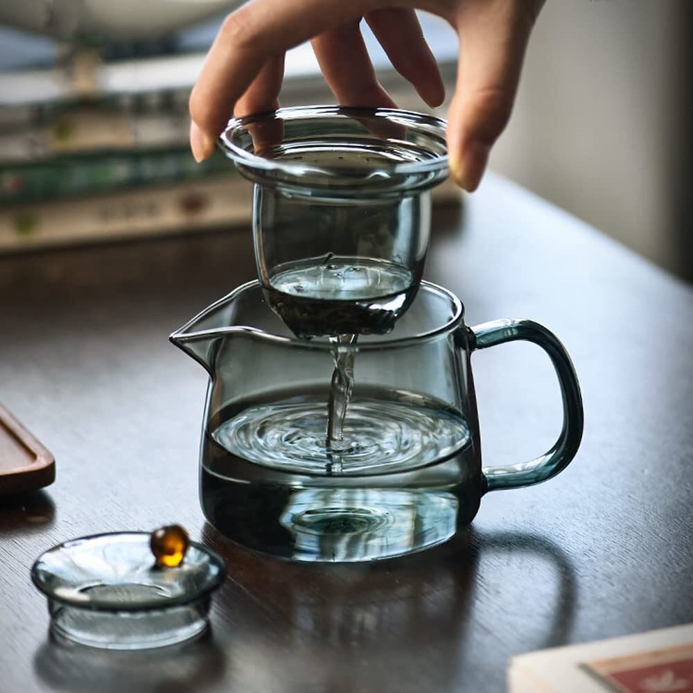 350ml Teapot Glass Kung Fu Tea Set Heat Resistant Tea Water Separation Kettle