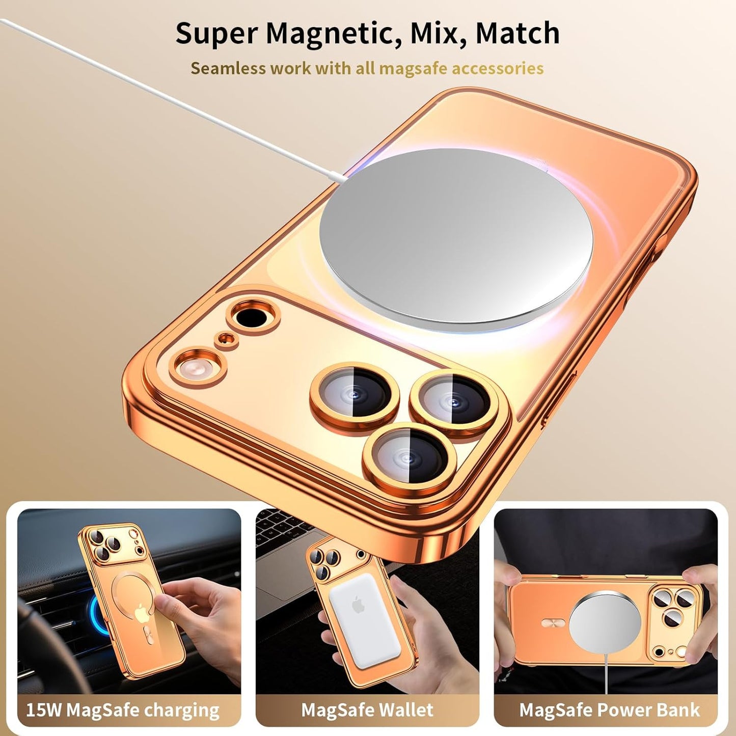 Magnetic for Iphone 17 Pro Max Case with Screen Protector & Camera Protection,Co