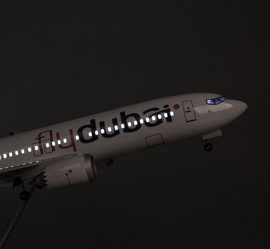 47CM Flydubai BOEING 737MAX Airplane Led Sound-controlled Light Resin Model