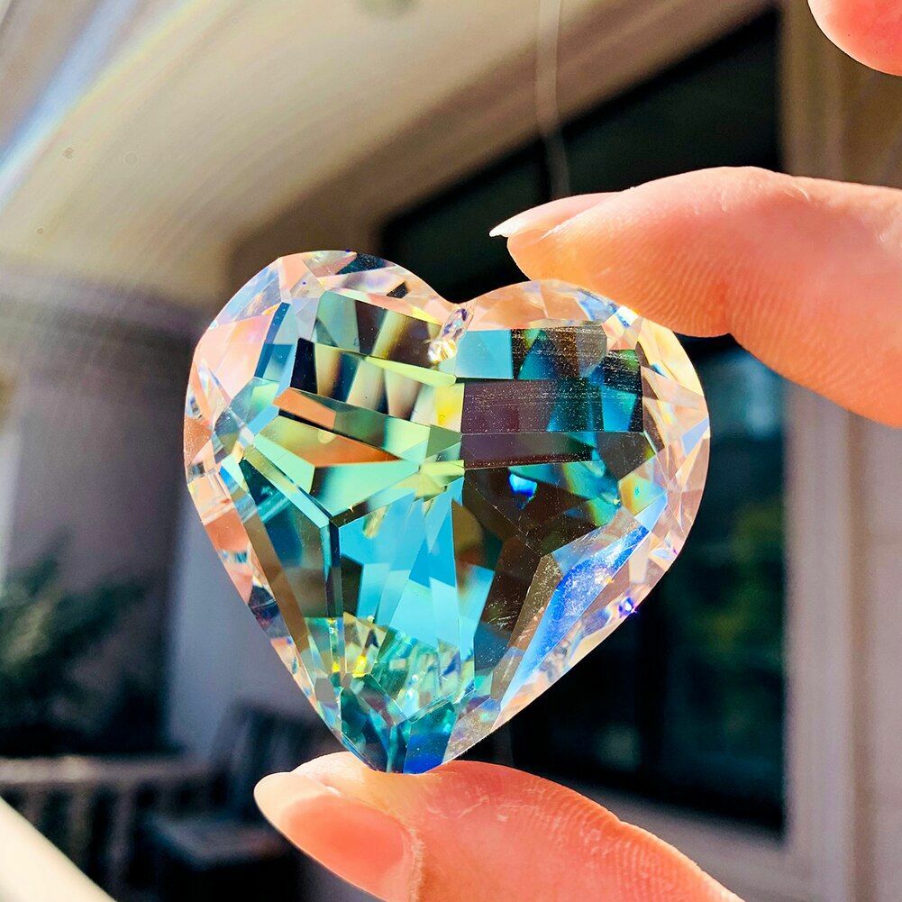45mm Heart Crystal Prisms Sun Catcher Chandelier Part Love Pendant Glass Hanging