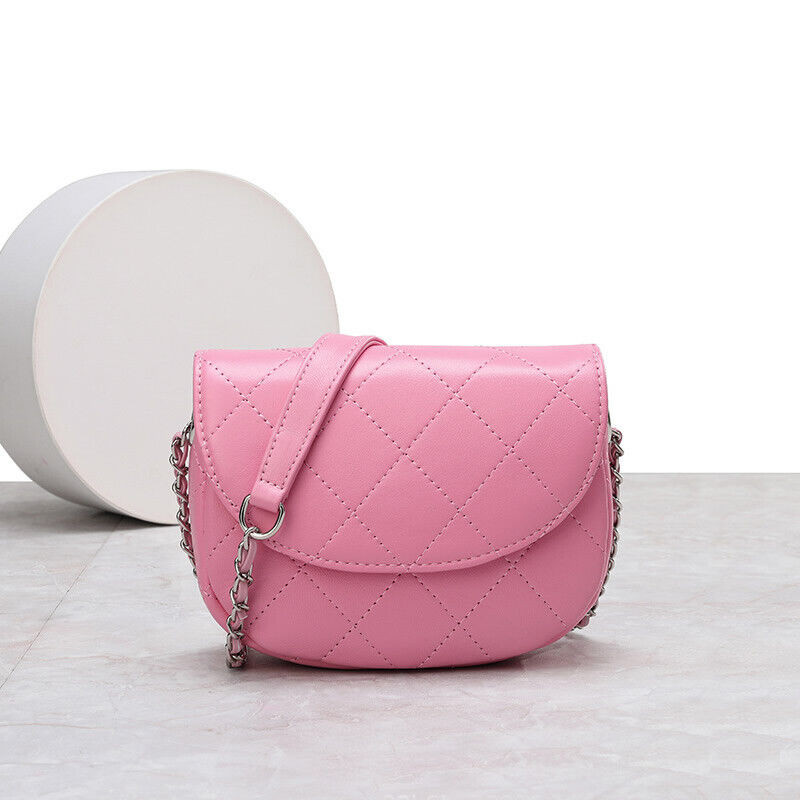 Mini Quilted Sheepskin Leather Saddle Shoulder Bag Flap Purse Handbag Crossbody