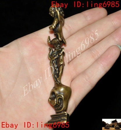 Tibetan Buddhism bronze Skull Mahakala Vajra Phurpa Dagger equipment Faqi