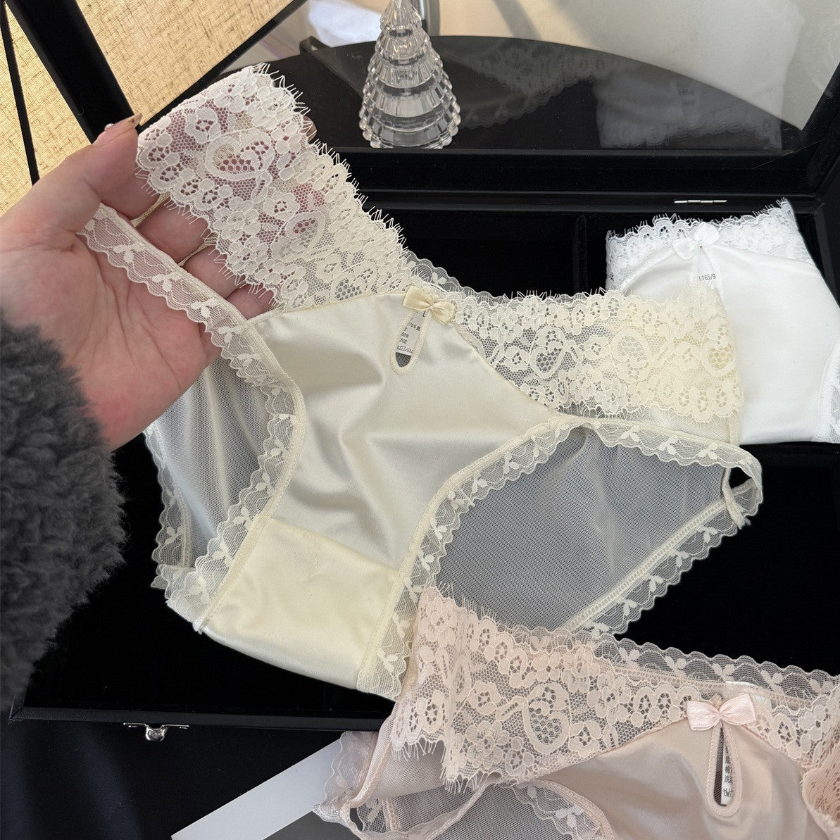Lace Underwear for Women Low Waist Triangle Underwear with A Short Toe